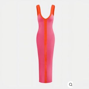Elegant Pink and Orange Maxi Dress